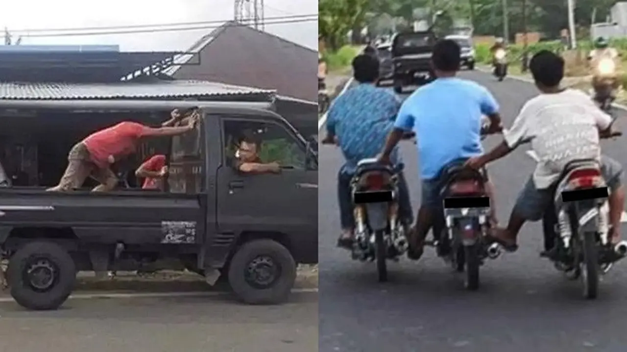 10 Potret Absurd Orang Bantu Dorong Kendaraan Mogok Ini Bikin Geleng Kepala