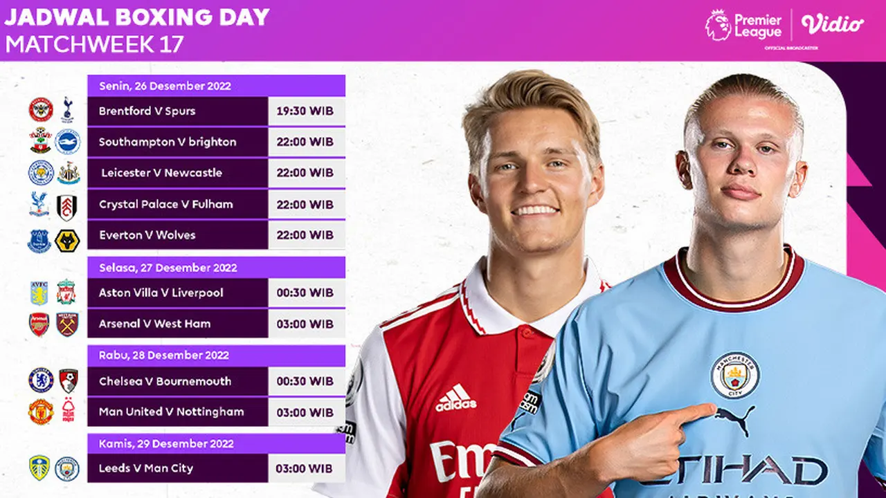 Link Live Streaming Liga Inggris 2022/23 Pekan ke-17 di Vidio : Ada 10 Laga Seru
