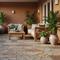 Lantai Batu Alam (Travertine atau Andesit) + Cat Cokelat/Warna Cat Teras Berdasarkan Jenis Lantai (Sumber: gemini.com)