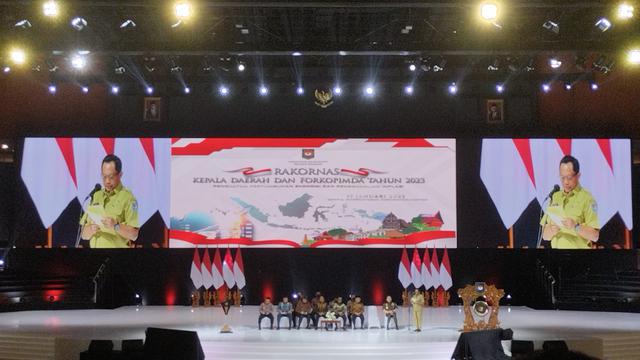 Kementerian Dalam Negeri (Kemendagri) mengelar Rapat Koordinasi Nasional (Rakornas) Kepala Daerah dan Forum Koordinasi Pimpinan Daerah (Forkopimda) 2023