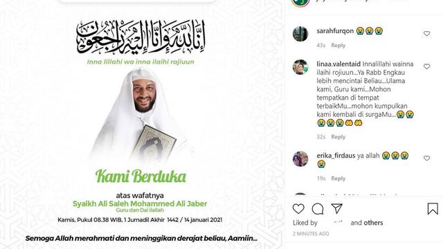 Unggahan Yayasan Syekh Ali Jaber. (Instagram/ yayasan.syekhalijaber)