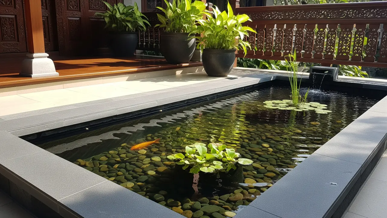 Model Kolam Ikan Minimalis Lahan 2x3 Meter Mudah Dirawat/ Ilustrasi gambar oleh AI