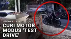 Pura-pura beli motor dan melakukan test drive, pencuri membawa kabur motor sport seharga Rp40 juta. Aksi pelaku saat menipu terekam CCTV.