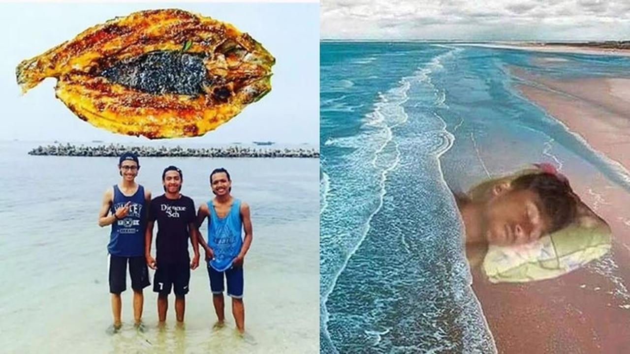 6 Editan Foto Orang di Pantai Ini Absurd Banget, Kelewat Ngawur