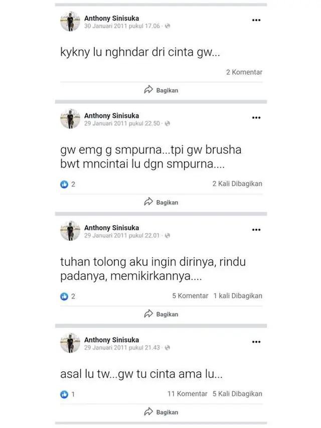 7 Status Facebook Lawas Anthony Ginting Saat Remaja Ini Kerap Galau Karena Asmara