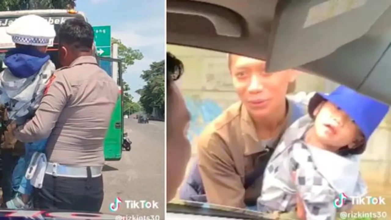 Penuhi Keinginan Anak, Seorang Bapak Berani Menyetop Mobil Patroli Polisi