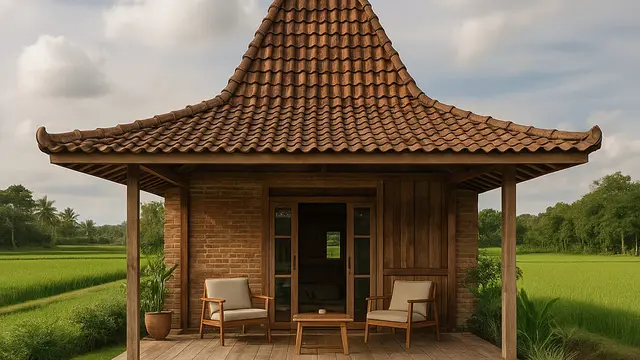 Model Rumah Joglo Minimalis Tepi Sawah