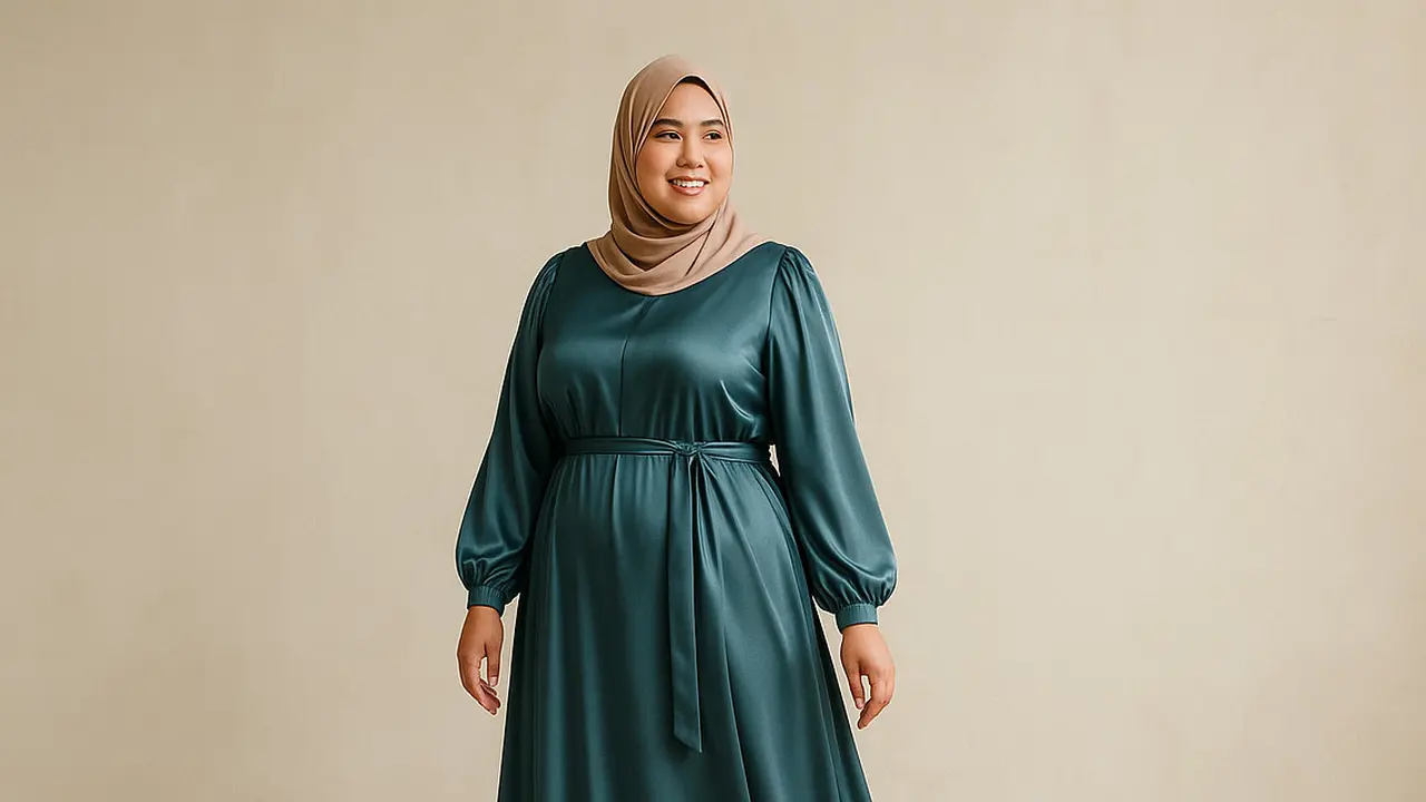 Model Gamis Satin untuk Orang Gemuk/Ilustrasi gambar oleh AI