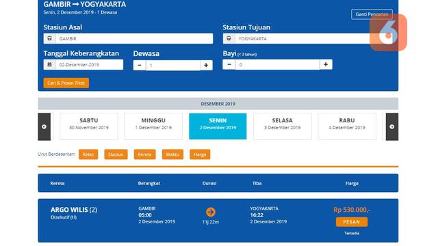 Cara pesan tiket kereta api online melalui website KAI