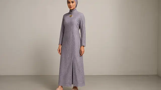 Rekomendasi Gamis Brokat Belah Samping yang Sedang Tren di 2025/Ilustrasi gambar oleh AI