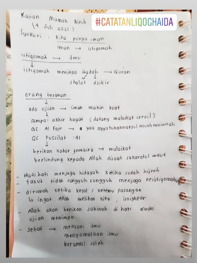 Unggahan Putri Aa Gym, Ghaida Tsurayya. (Foto: Instagram @gdaghaida)