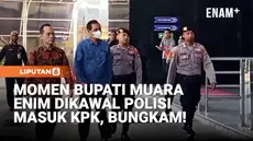 Bupati Muara Enim, Edison, tiba di Gedung Merah Putih Komisi Pemberantasan Korupsi, Jakarta, Selasa pagi (9/6), usai terjaring operasi tangkap tangan (OTT) yang dilakukan KPK. Edison tiba sekitar pukul 08.51 WIB mengenakan batik biru dan masker putih...