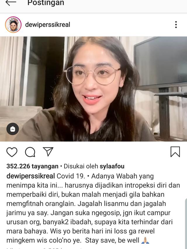 Unggahan Dewi Perssik. (Foto: Instagram @dewiperssikreal)