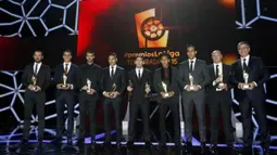 Para Pemain La Liga Spanyol saat meraih penghargaan  LFP (Spanish Professional League) 2014-2015 di Barcelona, Selasa (1/12/2015) dini hari WIB. (photo/LaLiga.es)