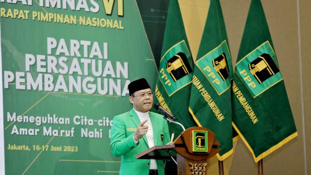 Plt Ketua Umum Partai Persatuan Pembangunan (PPP) Muhamad Mardiono usai menghadiri Rapat Pimpinan Nasional (Rapimnas) ke-V di Yogyakarta. (Istimewa)