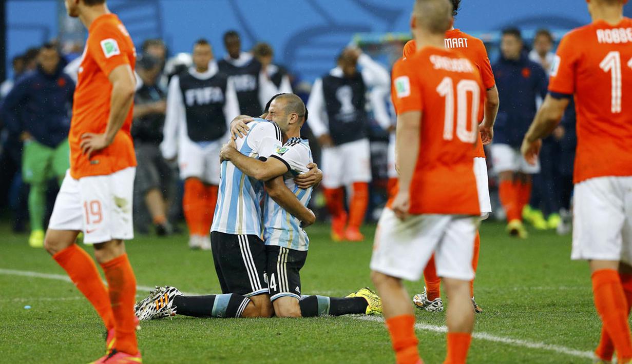 Timnas Argentina sukses membekuk Belanda 0-0 (4-2) di laga semifinal Piala Dunia 2014, Sao Paolo, (10/7/2014). (REUTERS/Darren Staples)