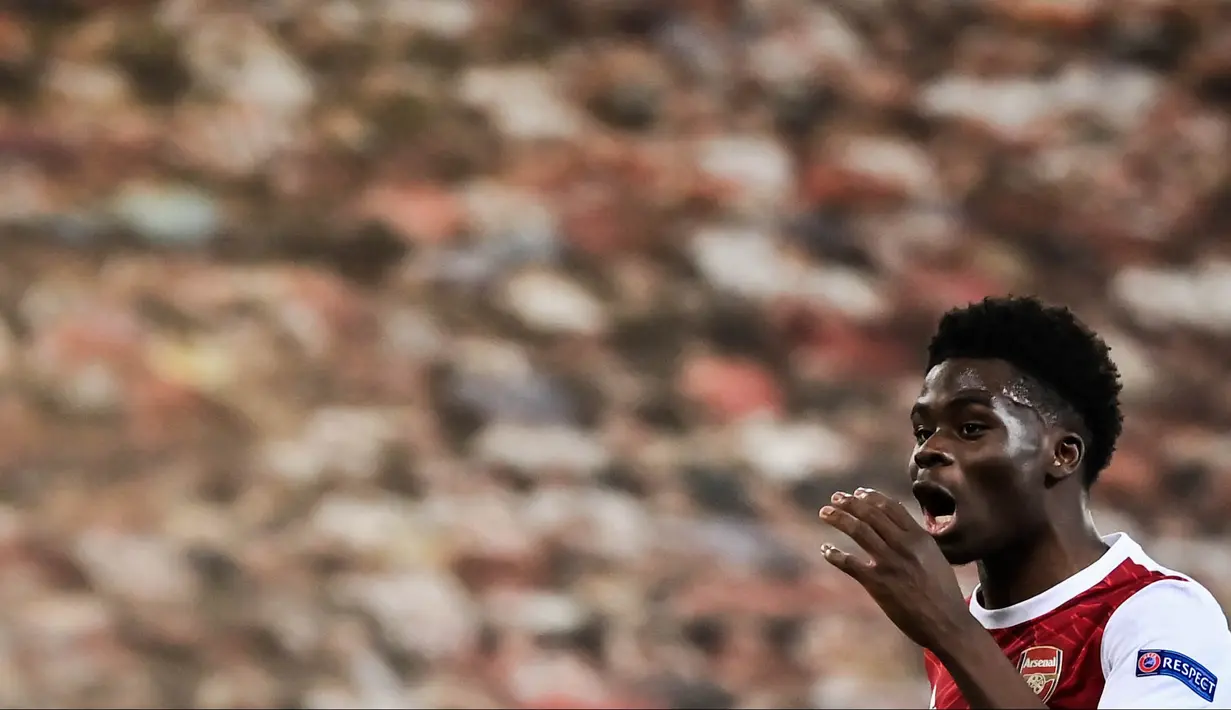 Bukayo Saka juga diketahui memiliki banderol yang tinggi bagi pemain seusianya, yaitu 65 juta euro atau sekitar Rp1,09 triliun. (Foto: AFP/Aris Messinis)