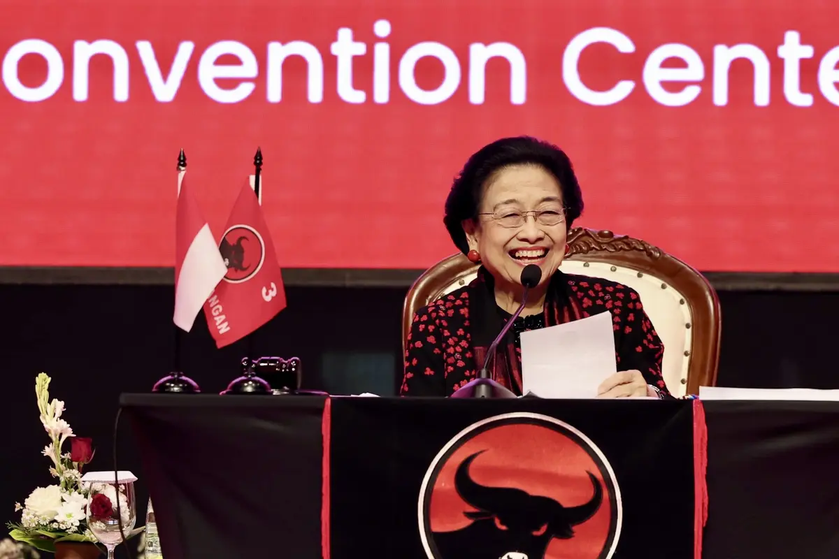 Ketua Umum PDIP Megawati Soekarnoputri saat memberikan pengarahan di acara Bimtek Nasional PDIP di Bali.
