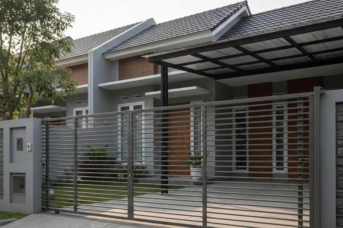 Pagar Rumah Kecil Minimalis dengan Pintu Sliding
