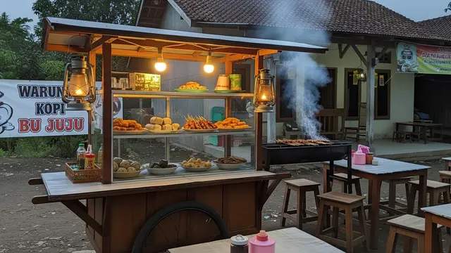 Ilustrasi Warung Kopi Sederhana atau Angkringan/Gemini AI