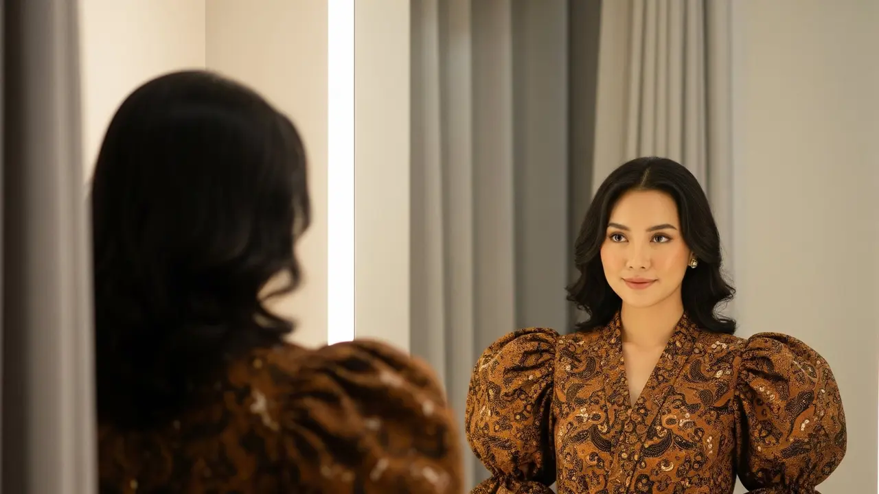 Batik Wanita Lengan Panjang Ruffle Elegan