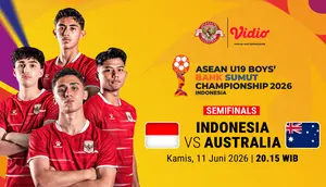 Dukung Indonesia vs Australia - Semifinal AFF U19 2026 di Vidio. (doc. vidio)