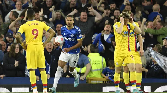 Selebrasi pemain Everton saat mengalahkan Crystal Palace di Liga Inggris