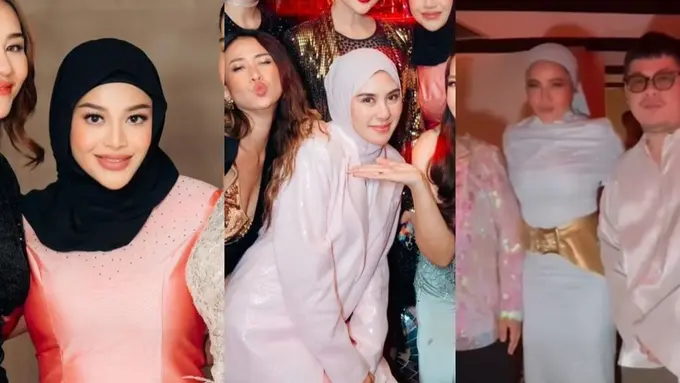 Adu Gaya Glamor Santun Aurel Hermansyah, Syahnaz Sadiqah, dan Olla Ramlan di Ultah Marlene Hariman, Tampil Blink Blink dengan Hijab