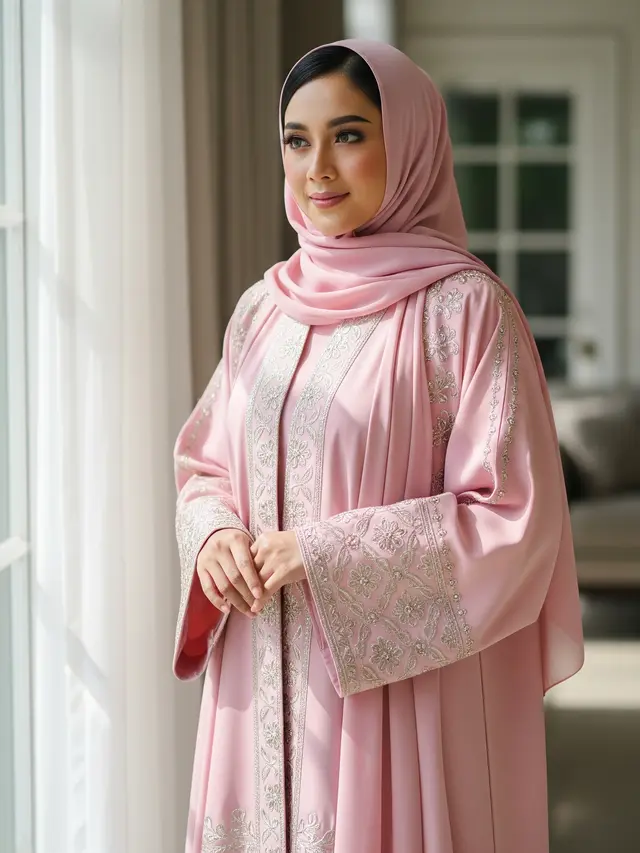 Gamis Abaya Dubai dengan Detail Premium (Image by Gemini AI)