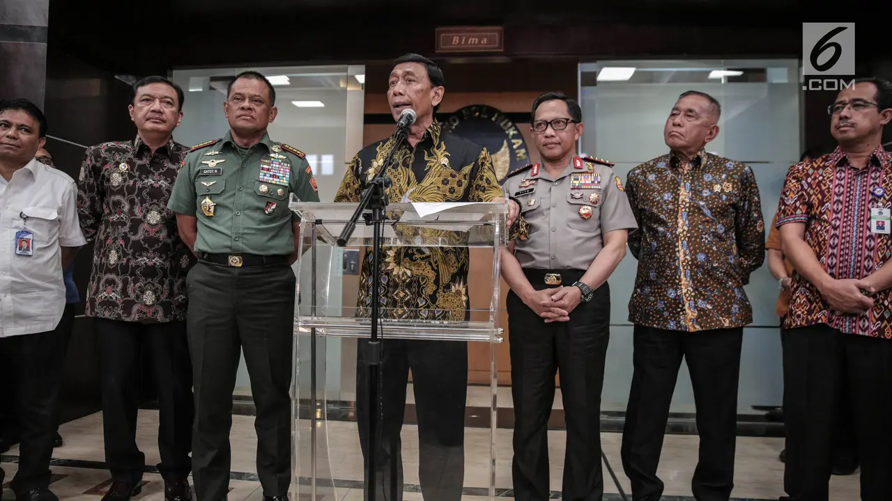 Wiranto Pimpin Rakor dengan Panglima TN, Kapolri, BIN, Menhan, Bea dan Cukai
