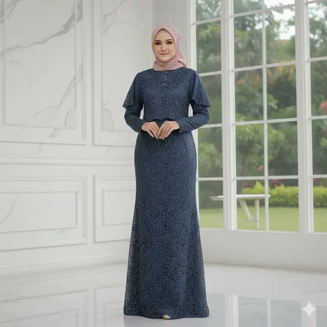 8 Model Gamis Full Brokat Terbaru, Desain Mewah dengan Potongan Modern