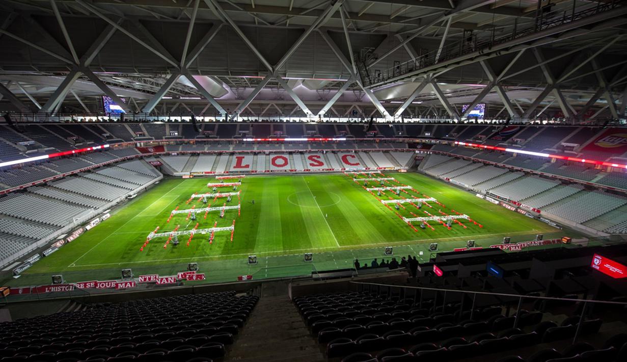 Stadion Pierre Mauroy diambil dari nama mantan Walikota Lille dan Perdana Menteri Prancis. Dibangun tahun 2012 dan mampu menampung 50.186 penonton. (AFP/Philippe Huguen)