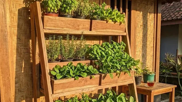 Kebun Sayur Mini Dengan Kombinasi Vertical Tower