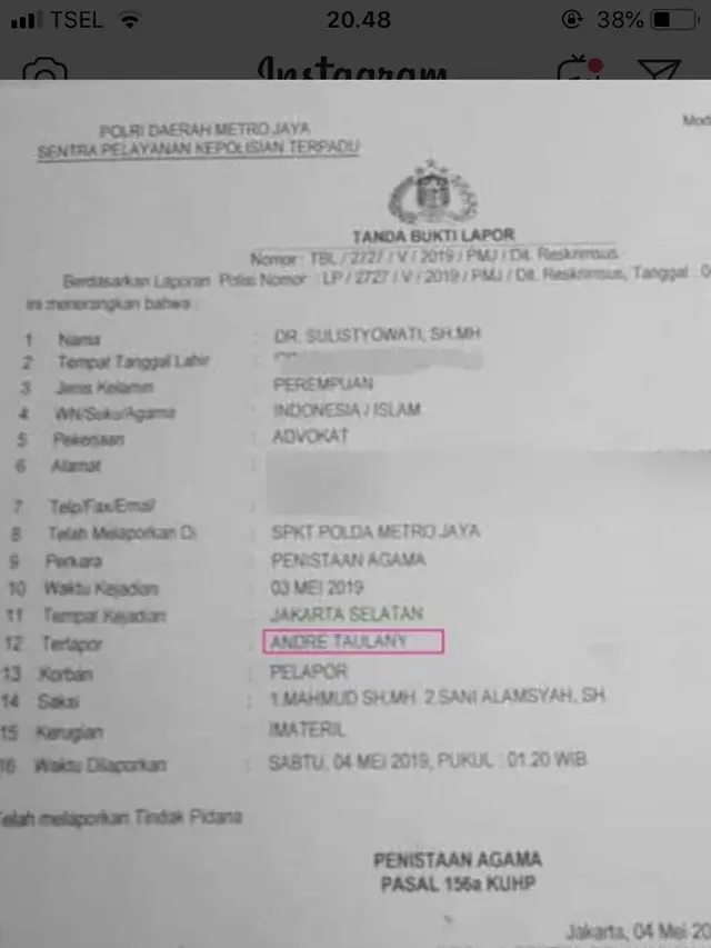 Andre Taulany Dilaporkan
