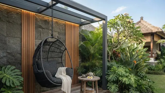 Area Duduk Outdoor ala Vila Tropis
