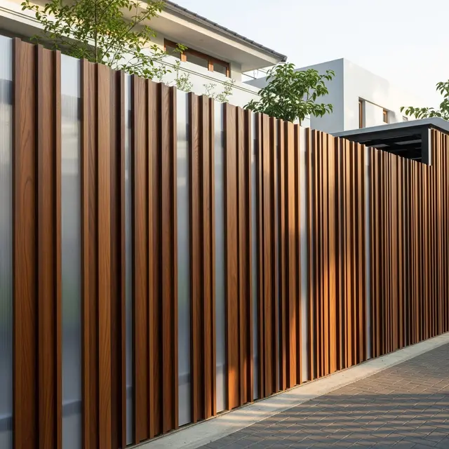 Model Pagar Kayu Kombinasi Polikarbonat