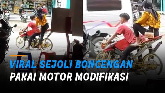 VIDEO: Viral Sejoli Boncengan Pakai Motor Modifikasi, Posisi Kaki si Cewek Bikin Salah Fokus