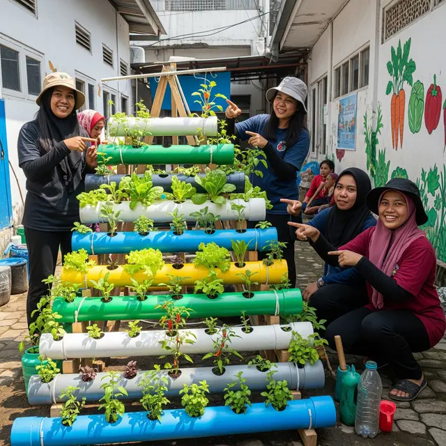 Ide Kebun Sayur untuk Ibu Dasawisma dari Barang Bekas (Image by Gemini AI)
