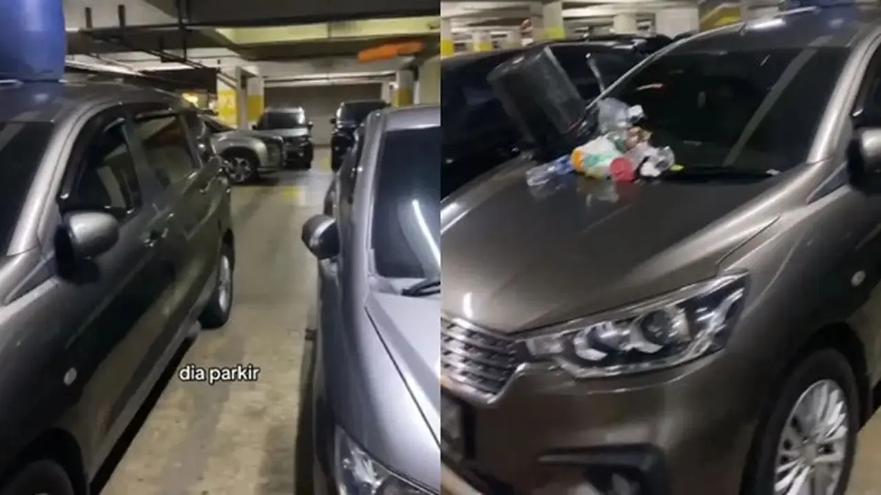 Begini Jadinya Kalau Parkir Mobil Menyusahkan Orang Lain, Sampah Menumpuk di Kaca Depan