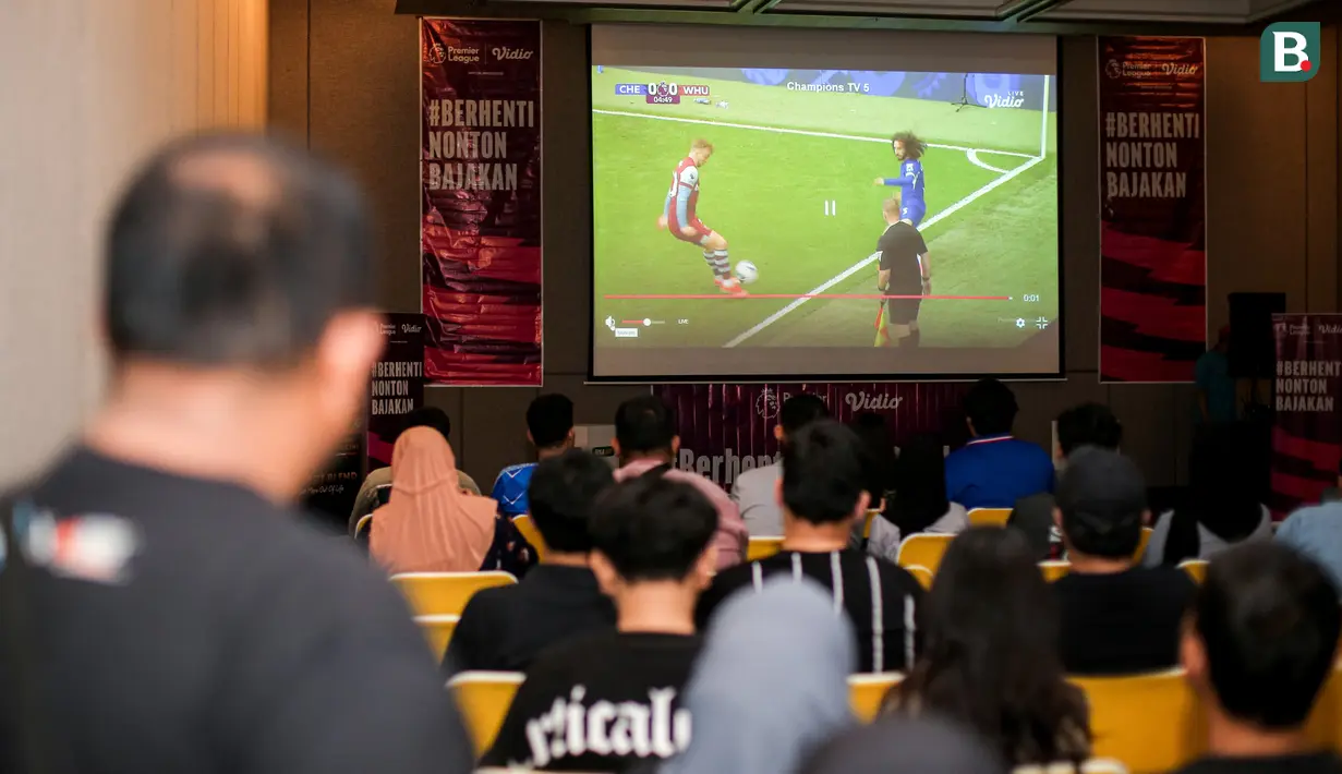 Suasana Roaring Night Liga Inggris 2023/2024 antara Chelsea melawan West Ham di Hotel Ibis Tanah Abang, Jakarta, Minggu (05/05/2024). (Bola.com/Bagaskara lazuardi)