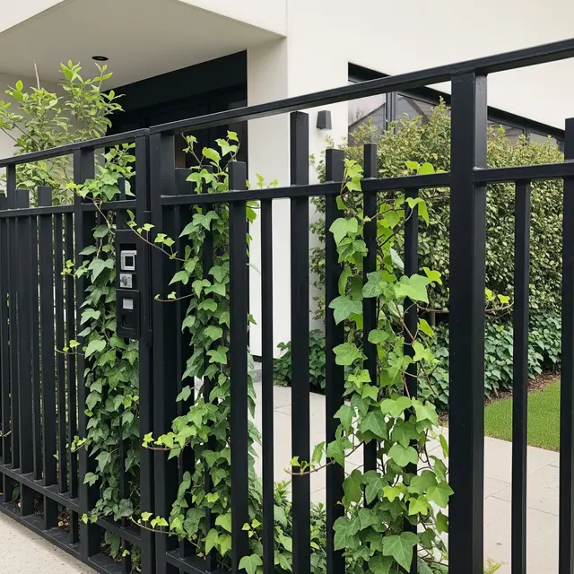Pagar besi minimalis dengan vertical garden (Image by Gemini AI)