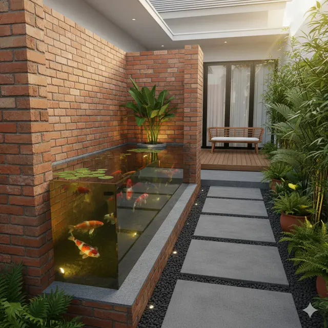7 Desain Kolam Ikan Batu Bata Kecil yang Cocok untuk Halaman Sempit, Tetap Estetis dan Bikin Suasana Adem