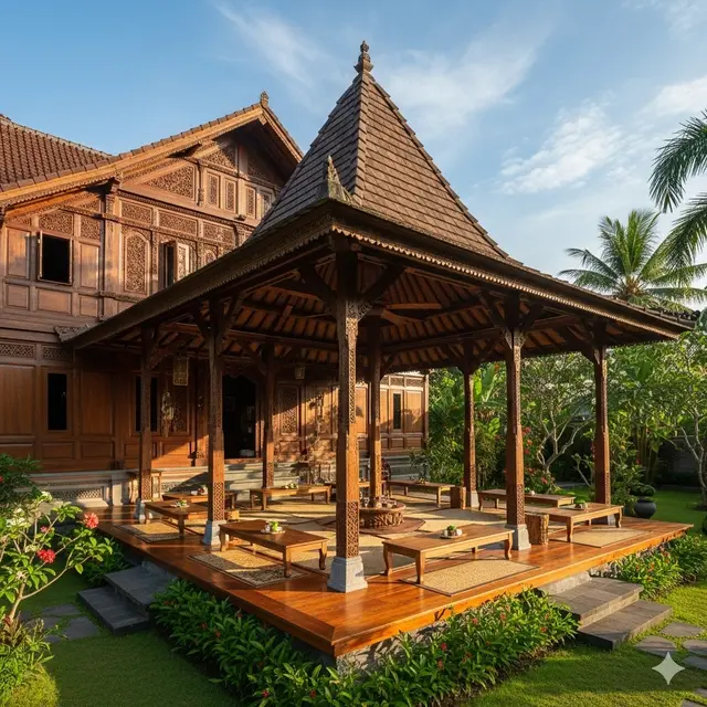 Model Rumah Kayu dengan Serambi Depan (Image by Gemini AI)