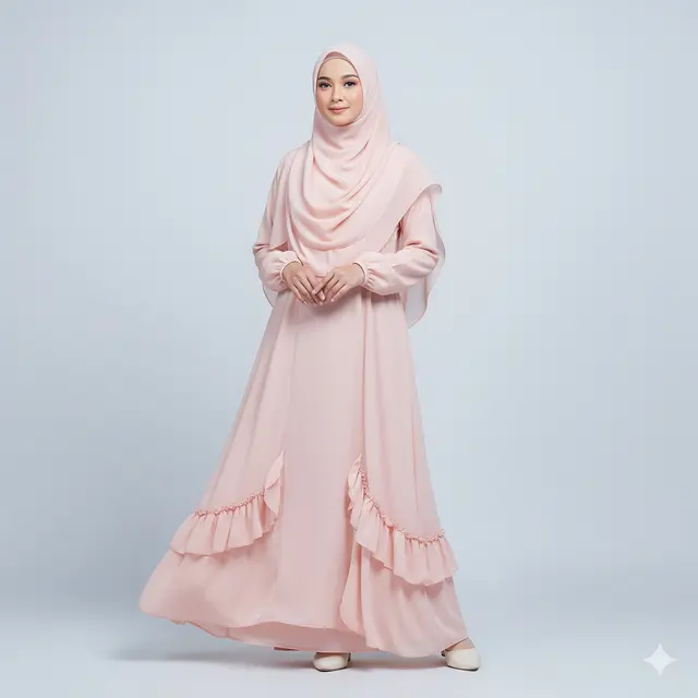 Gamis Kombinasi dengan Khimar Instan Elegan Terbaru 2025. Gemini