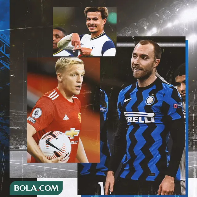 Ilustrasi - Donny van de Beek, Dele Alli, Christian Eriksen