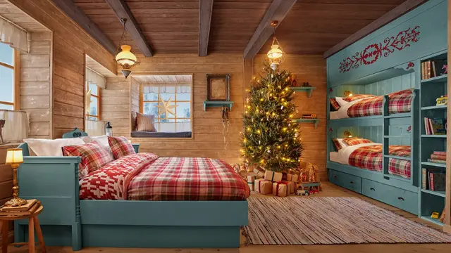 Foto ruang penginapan bernuansa natal