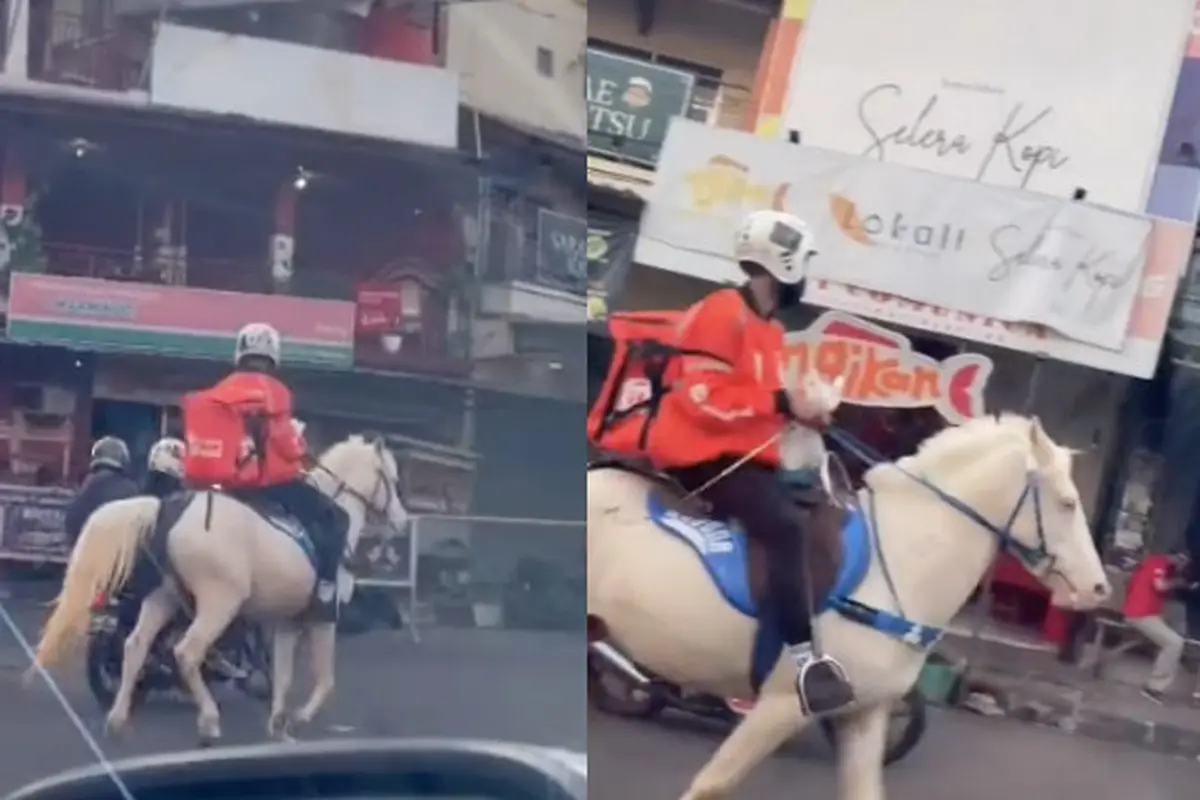 Bak Pangeran, Driver Ojek Online Ini Antarkan Pesanan dengan Kuda Putih