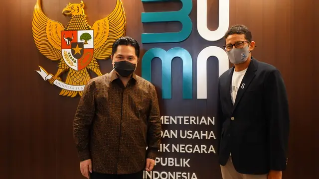 Pertemuan Menteri BUMN Erick Thohir dengan Sandiaga Uno