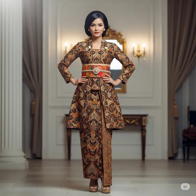 Model Dress Batik Brokat Layer Cape Elegan