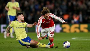Arsenal gagal menembus babak semifinal Piala FA setelah terjegal di kandang Southampton, Sabtu (04/04/2026) waktu setempat. (AFP/Glyn Kirk)